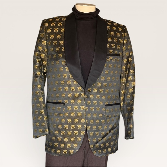 Vintage 1960s Shriners Lounge Tuxedo Blazer Smoking Dinner Jacket 40r, 44l